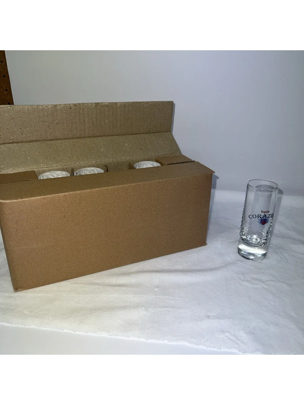Set Of 12 NIB Corazon Tequila Tall Shot Glasses